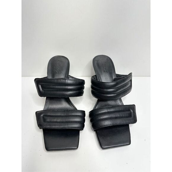 Abound Shoes Womens Size 5 Qarly Heeled Black Square Toe Slip On Sandals - Picture 5 of 8